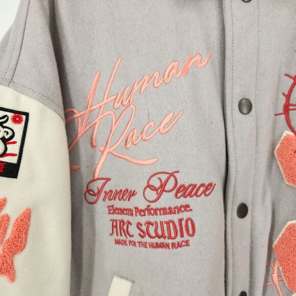 Loiter Flower Varsity Jacket Adult Small Human Race Streetwear - Picture 3 of 13